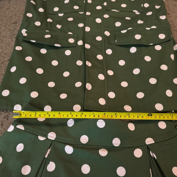 Halogen x Atlantic Pacific Green Polka Dot Skirt Suit Set Jacket Circle Skirt M - Picture 7 of 12